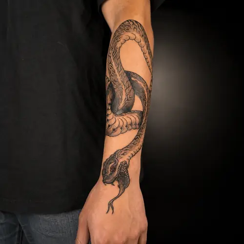 Neo-Japanese shiba dog calf tattoo, ukiyo-e style by Maiku — WA Tattoo Las Vegas