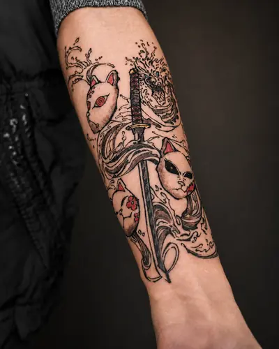 Watercolor books and script thigh tattoo by Maiku — WA Tattoo Las Vegas