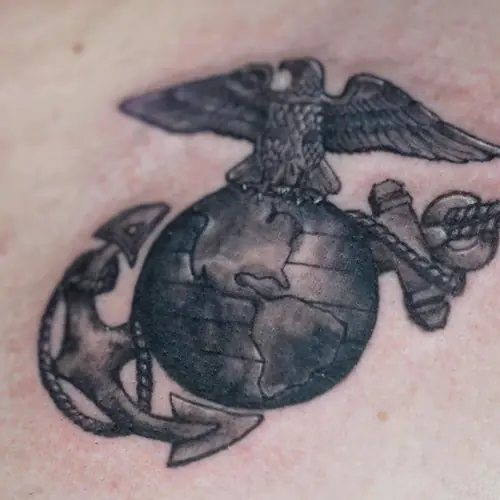 USMC eagle, globe and anchor black and grey tattoo by Maiku — WA Tattoo Las Vegas