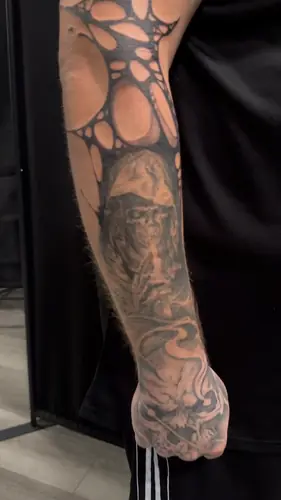 Sculptural organic-pattern full sleeve tattoo by Vina — WA Tattoo Las Vegas